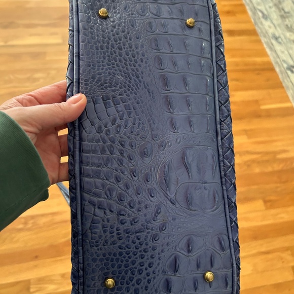 Brahmin Elegant Ltd Edition Retired Light Blue Tramer Glossy Hand Woven Leather - Picture 4 of 8